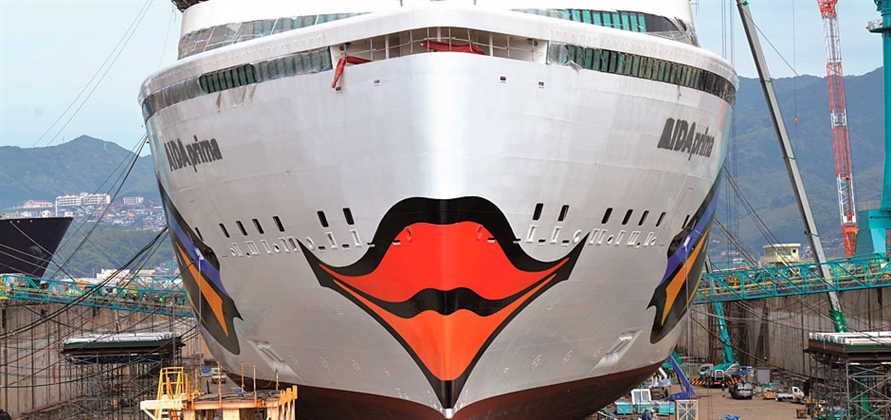 AIDAprima hull painted with AIDA's signature smile
