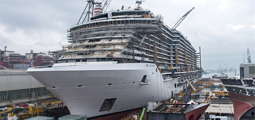 MSC Seaside floats out of dry dock in Italy