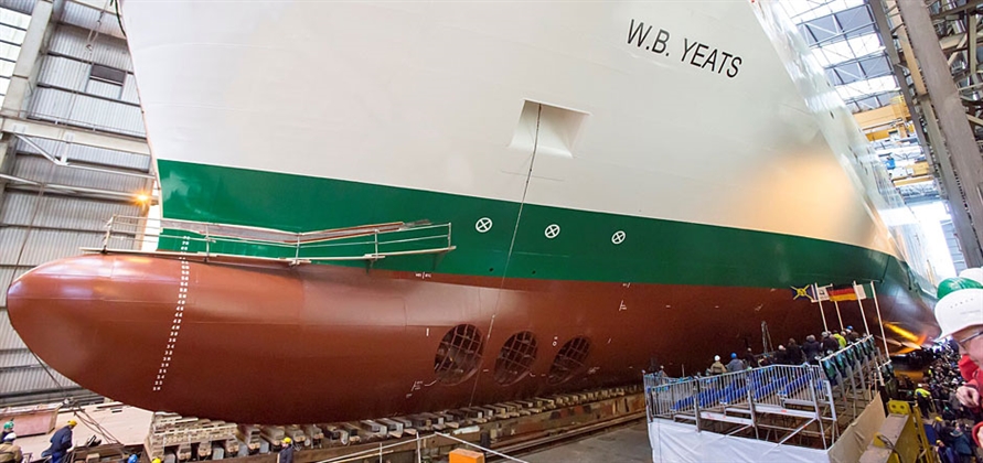 Irish Ferries names W.B. Yeats during float-out ceremony