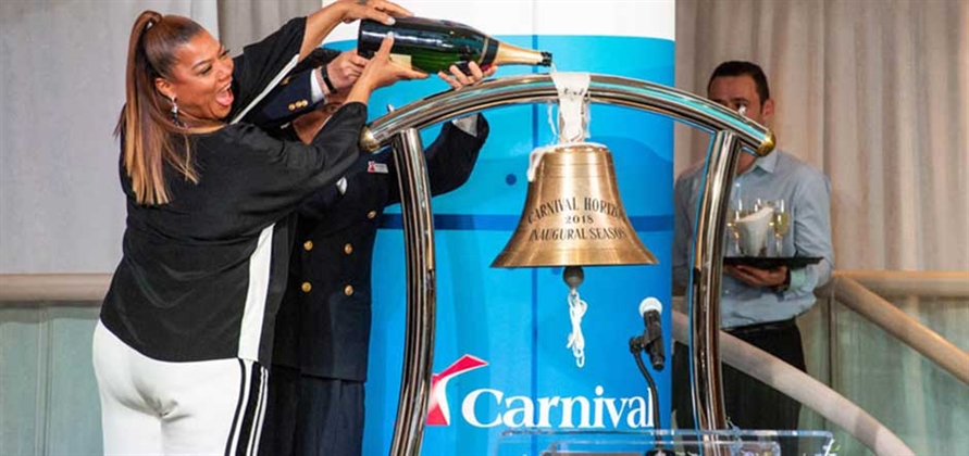 Singer Queen Latifah christens Carnival Horizon in New York