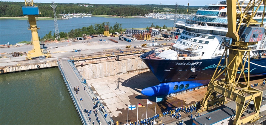 Meyer Turku floats new Mein Schiff 2 out of building dock
