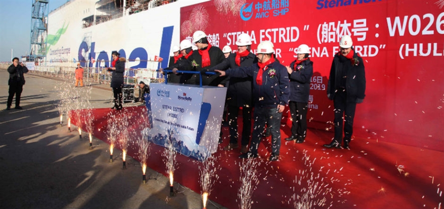 Stena's first E-Flexer ferry floats out of her dry dock