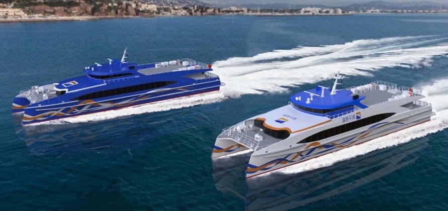 Two catamarans under construction for Zhuhai Fast Ferry Company