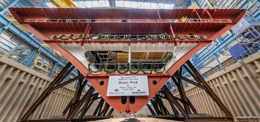 Disney Wish keel laying ceremony takes place at Meyer Werft shipyard