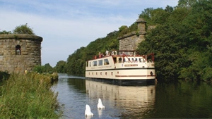 Cruising down the River Severn in Gloucestershire, UK