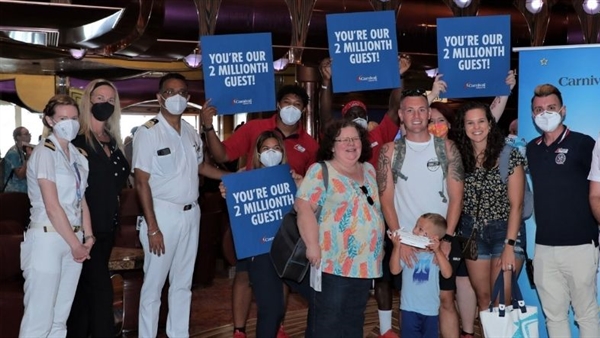 Carnival celebrates it two millionth guest since restarting operations