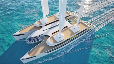 YSA Design reveals sail-powered catamaran cruise ship concept