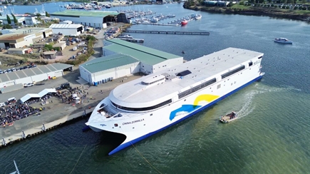 Incat launches world’s largest battery-electric ship on River Derwent in Australia