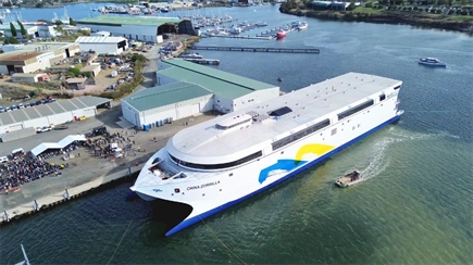 Incat launches world’s largest battery-electric ship on River Derwent in Australia