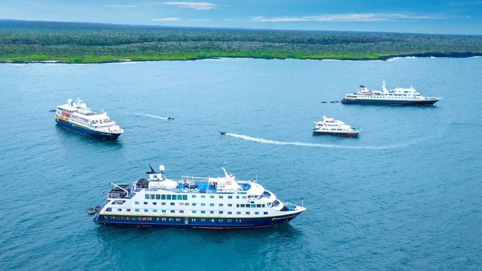 National Geographic-Lindblad Expeditions ships meet for christening in Academy Bay