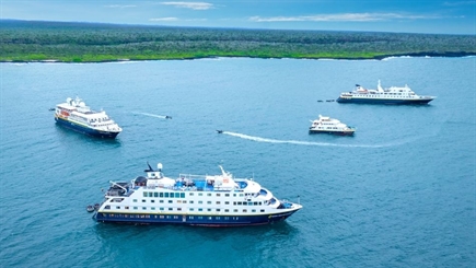 National Geographic-Lindblad Expeditions ships meet for christening in Academy Bay