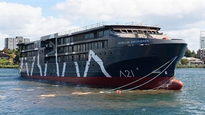 Antarctica21 floats out new hybrid expedition ship Magellan Discoverer in Chile