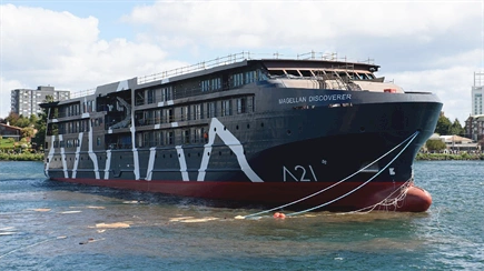 Antarctica21 floats out new hybrid expedition ship Magellan Discoverer in Chile