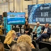 (from left) Alejandra Obregon of The Ritz-Carlton Yacht Collection, Gabi Haupt of Riverside Luxury Cruises and Hans Heger of Swan Hellenic Cruises at the keynote session moderated by Marco De Jorio of De Jorio Design (far right)