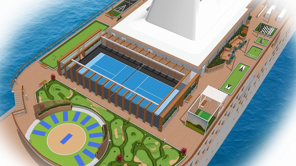 Greenspan designs and builds multiple attractions for Seven Seas Prestige’s Solara Sports Deck