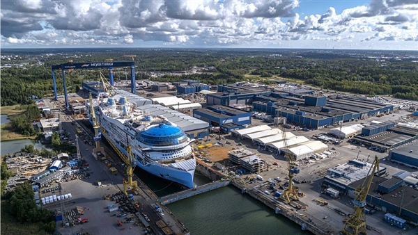 Royal Caribbean floats out fourth Icon-class ship for the first time