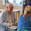 Phil Jelly from the Isle of Wight Bus and Rail Users Group speaking with Wightlink CEO Katy Taylor during one of the company’s regular ‘Meet the team’ sessions (Photo: Wightlink)