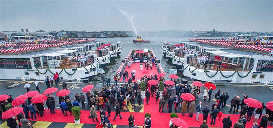 Viking simultaneously christens 12 river cruise ships