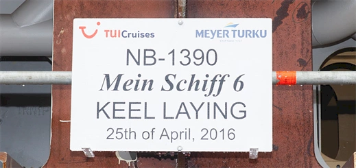 Meyer Turku lays the keel for Mein Schiff 6