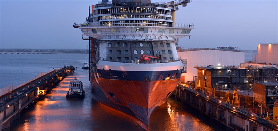 Celebrity Edge floats out of dry dock at STX France shipyard