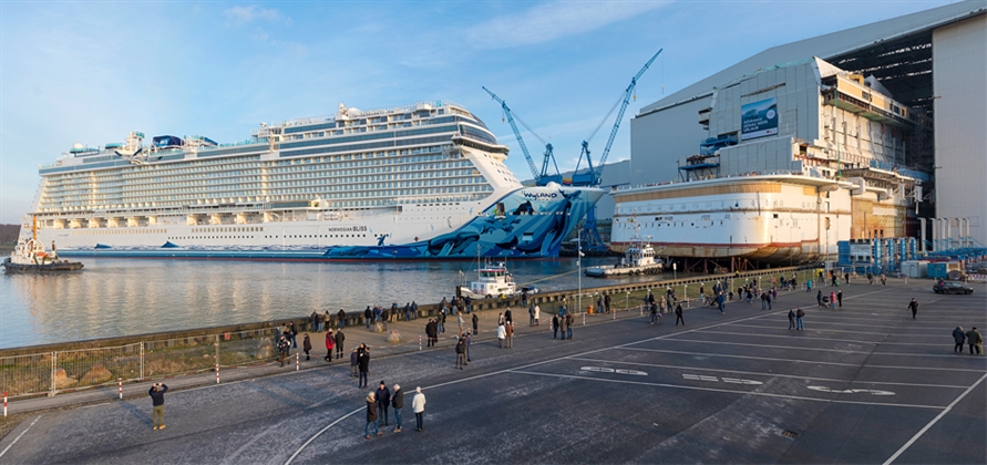 Norwegian Bliss floats out at Meyer Werft shipyard