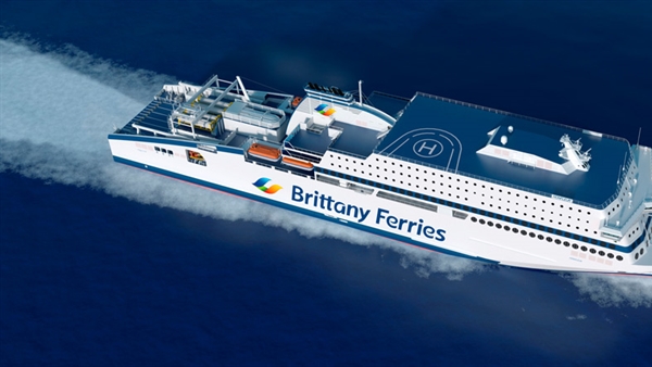 Brittany Ferries celebrates as FSG floats out Honfleur's hull