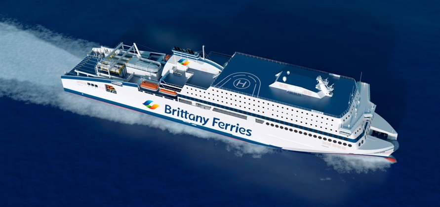 Brittany Ferries celebrates as FSG floats out Honfleur's hull