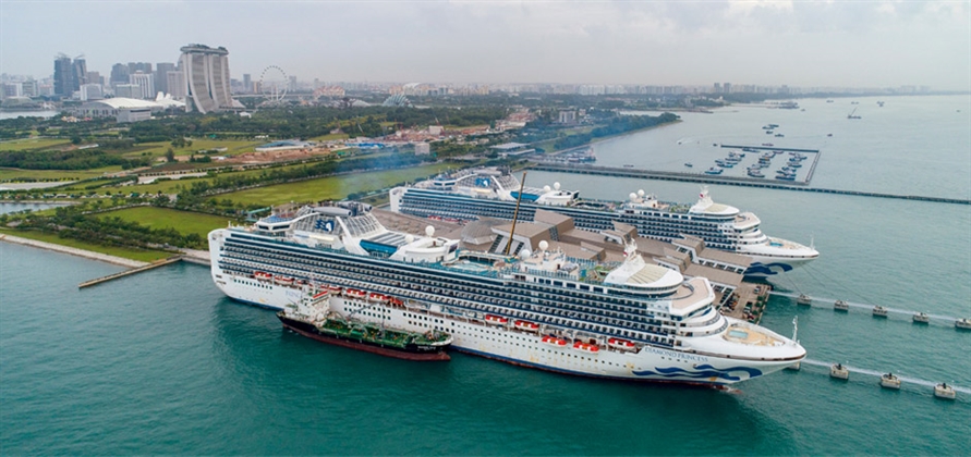 Diamond Princess and Sapphire Princess dock in Southeast Asia