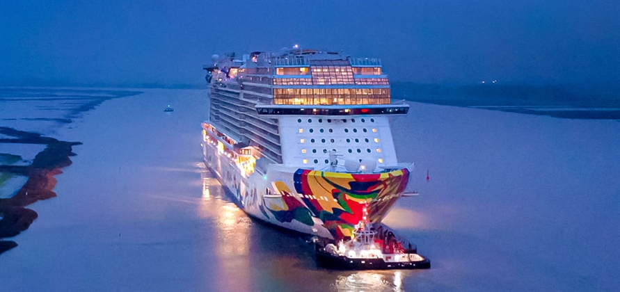 Norwegian Encore preapres for sea trials in North Sea