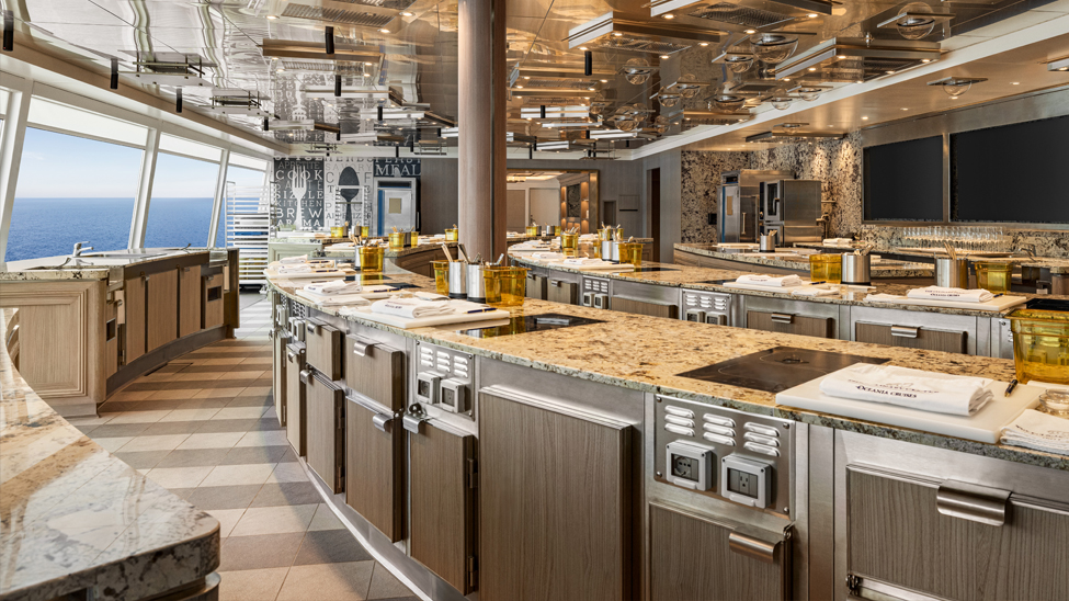 Guests can participate in hands-on cooking classes at the onboard Culinary Center 