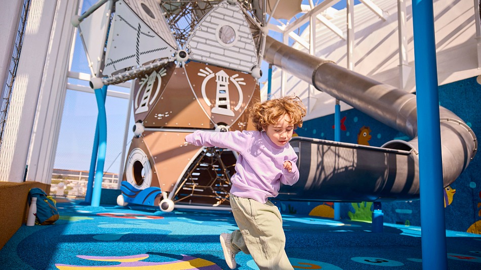 The ship’s Fun Park features a climbing tower, Kids Club and games centre