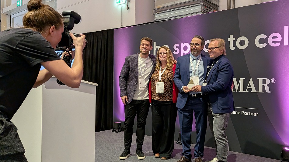 Cruise & Ferry’s Shelly Palmer (second left) with Stefan Bez (far right) and Julian Cubero Garcia (third from left) of Oceancircle