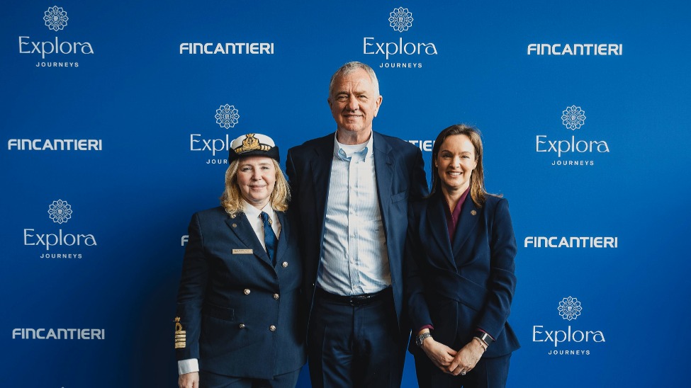 (From left) Captain Serena Melani from Explora Journeys, Pierfrancesco Vago, executive chairman of the cruise division of MSC Group, and Anna Nash, preseident of Explora Journeys