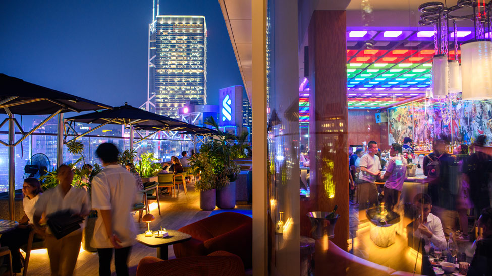 An expanding rooftop bar scene provides panoramic vistas across Victoria Harbour and beyond 