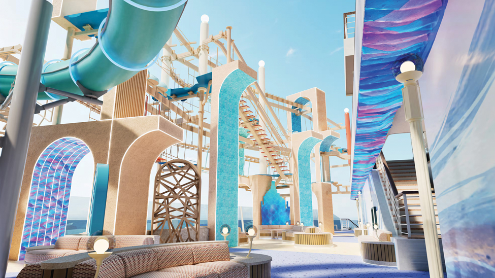 Ocean Heights onboard NCL’s Norwegian Aura will include the Aura Ropes Course, a gaming zone and a waterslide