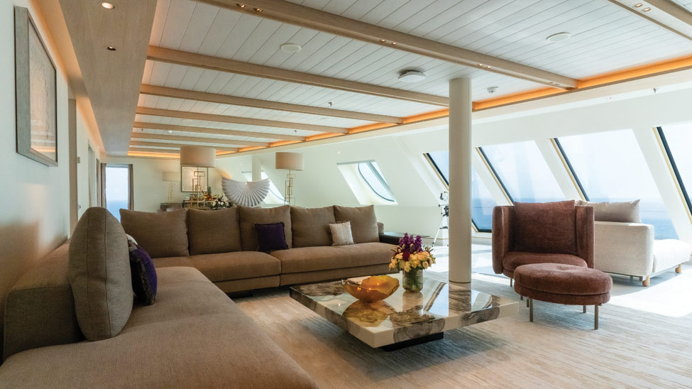 The Presidential Suite is the most luxurious accommodation category onboard AROYA 
