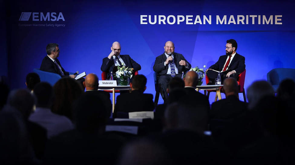 Darr at the European Maritime Safety Conference with representatives from the University of the Aegean, SEA Europe and the Ministry of Maritime Affairs and Insular Policy in Greece