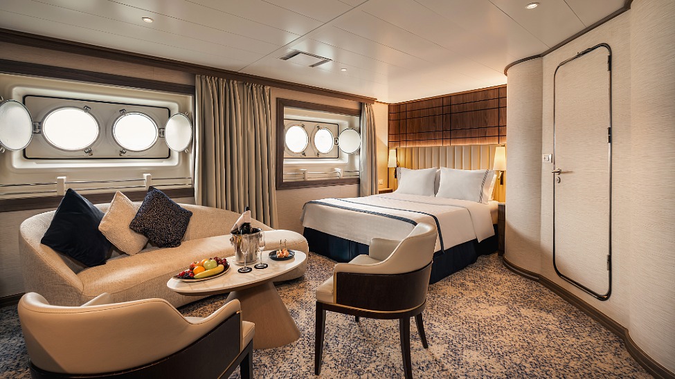 The Owner's Suite was redesigned during the two-phase refurbishment (Credit: Windstar Cruises)