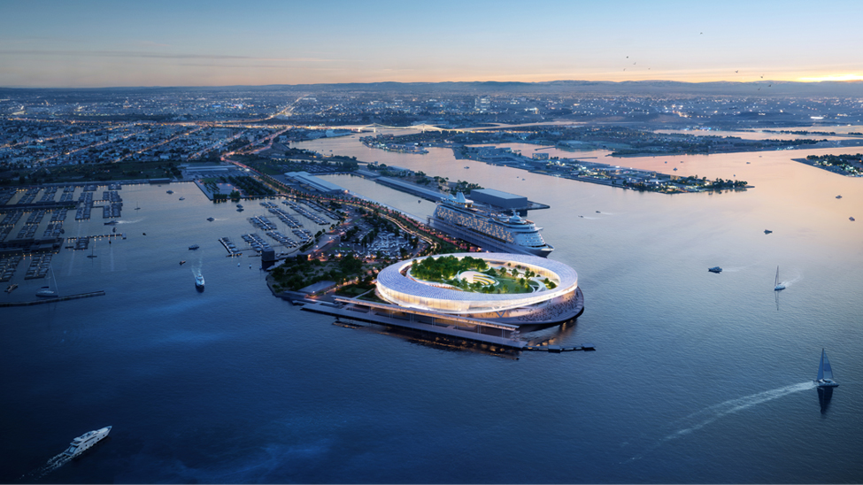 A rendering of Port of LA’s new cruise terminal at the Outer Harbor