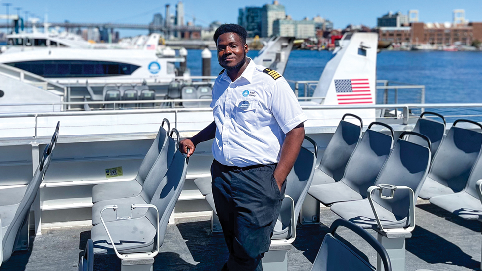 NYC Ferry aims to create strong ties with the local community by hosting events, employing Brooklyn residents such as Captain Bernard Menner (pictured) and partnering with organisations such as STEM From Dance to provide behind-the-scenes career tour