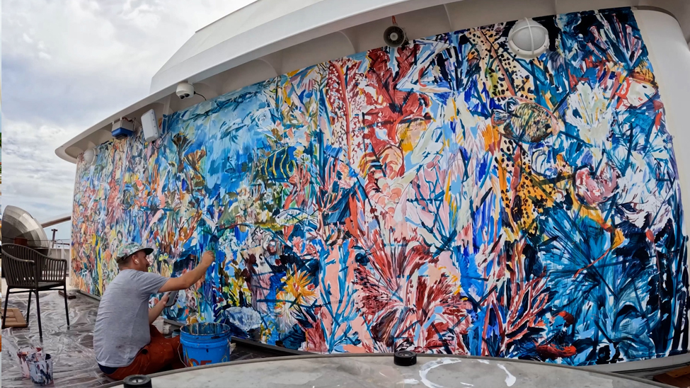 Windstar works with Fountainhead Arts to develop art pieces aligned with the design of onboard spaces (Photo: Windstar Cruises)