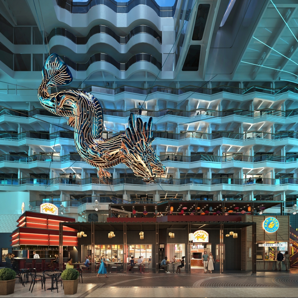 The restaurant will have a large dragon installation above it (Image: MSC Cruises)