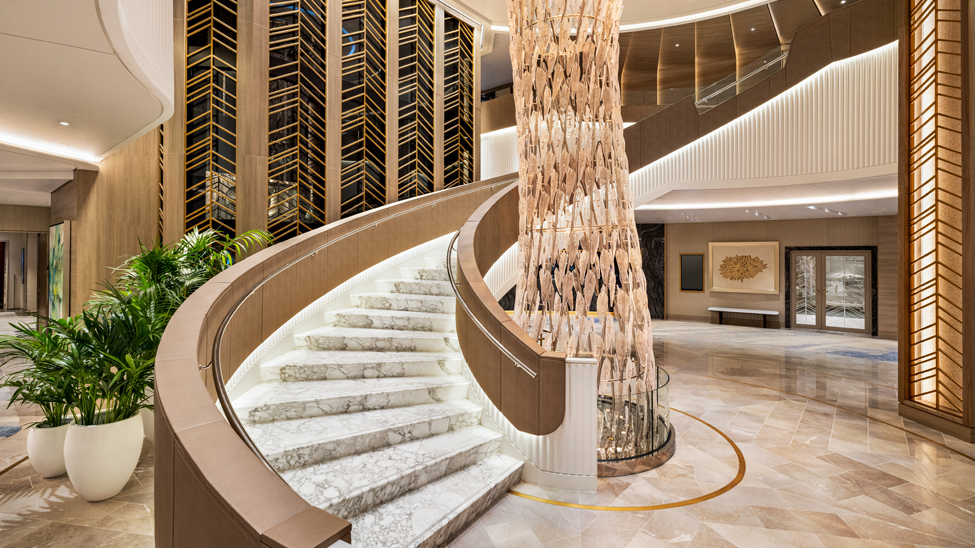 The Grand Staircase onboard Oceania Cruises’ Oceania Allura (Photo: Oceania Cruises)