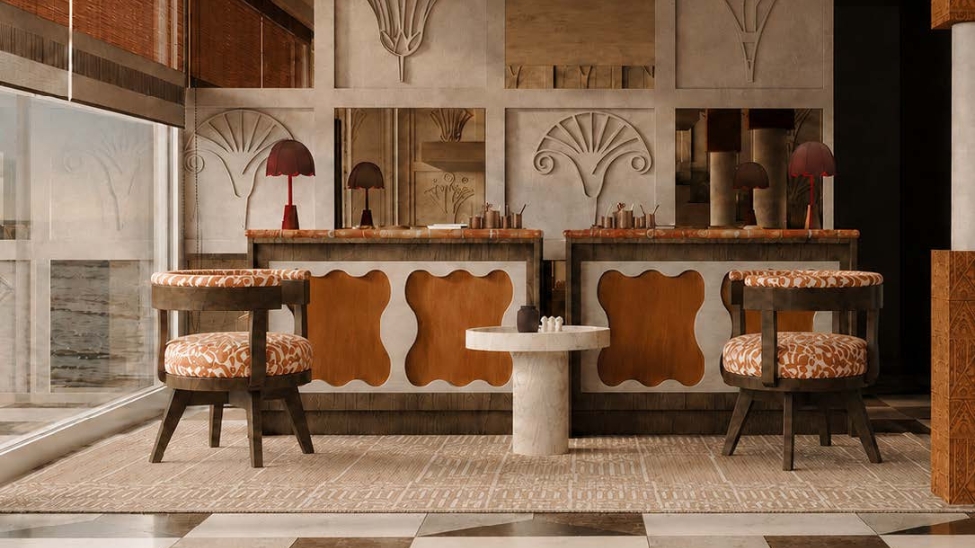AmaNubia’s interiors include references to the carved stone of ancient Egyptian temples (Photo: AmaWaterways)