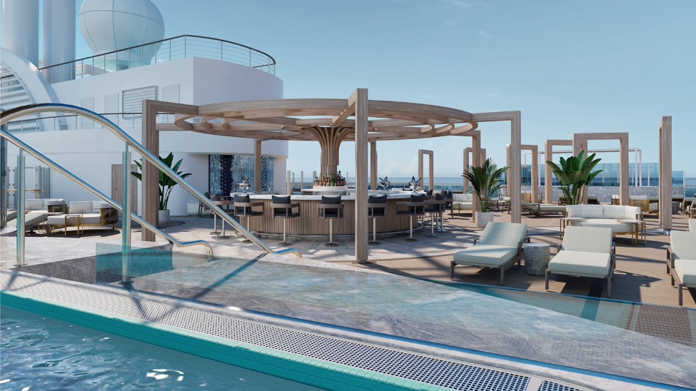 Norwegian Bella’s pool deck is 15 per cent larger than those onboard other Prima class vessels Norwegian Aqua and Norwegian Luna (Image: Norwegian Cruise Line)