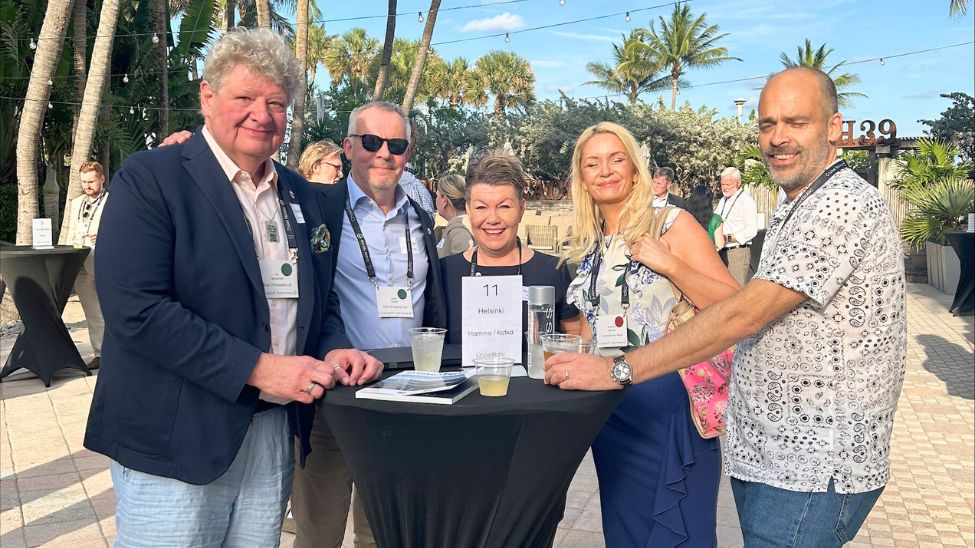 Kaj Takolander and Jukka Haarni from the Port of Helsinki and Petra Cranston from Port of HaminaKotka with Cruise & Ferry’s Kimberley Mclean and Jon Ingleton