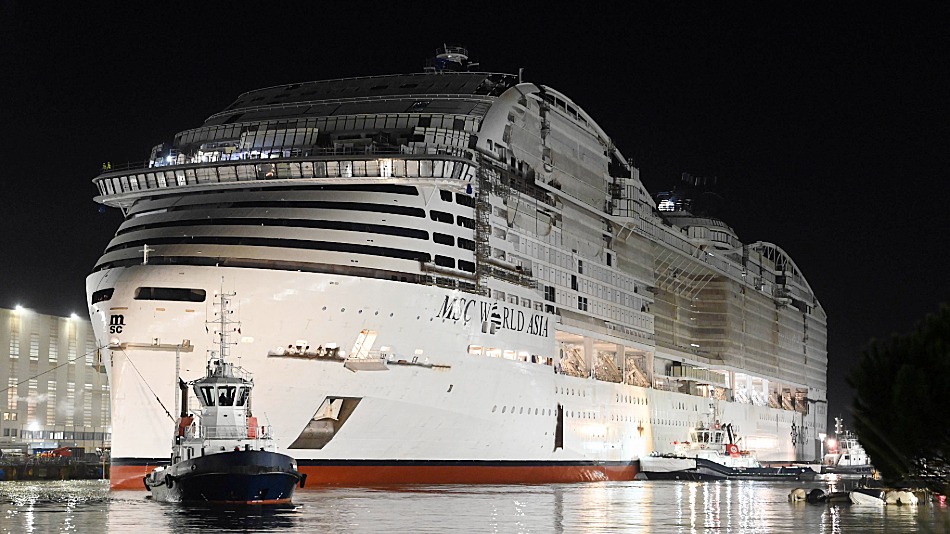 MSC World Asia float out Saint Nazaire France