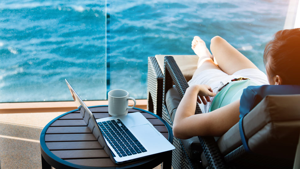Laptop on a cruise ship
